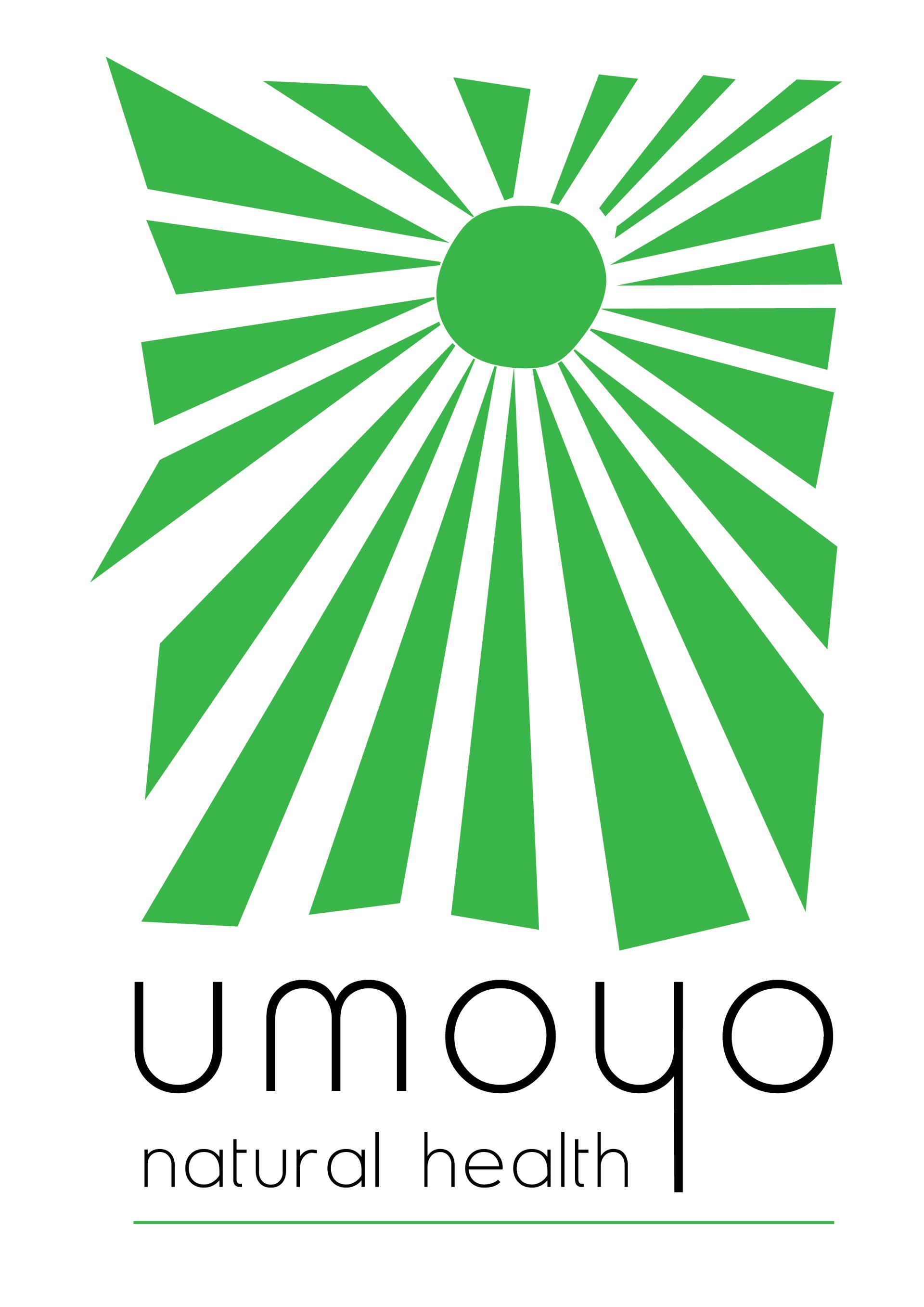 A green and white logo for umoyo natural health