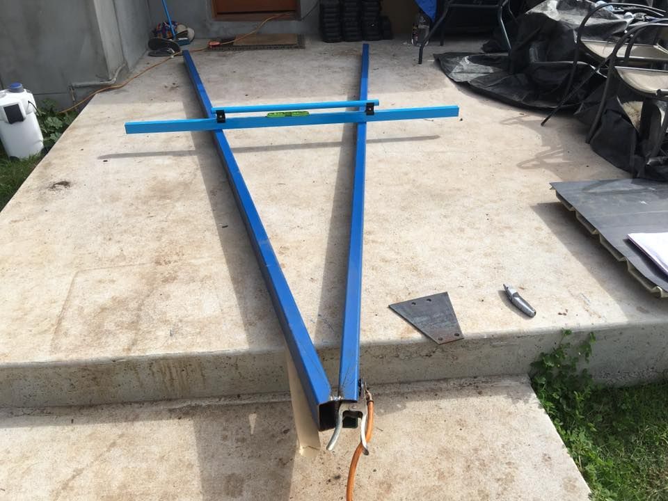 Blue Metal Frame on Concrete Steps — Andy's Caravan Repairs in Harristown, QLD