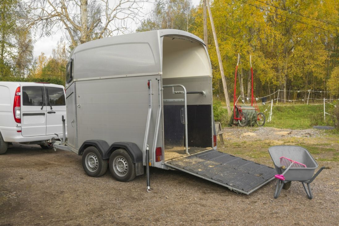 Silver Horse Trailer With Ramp Open — Andy's Caravan Repairs in Harristown, QLD