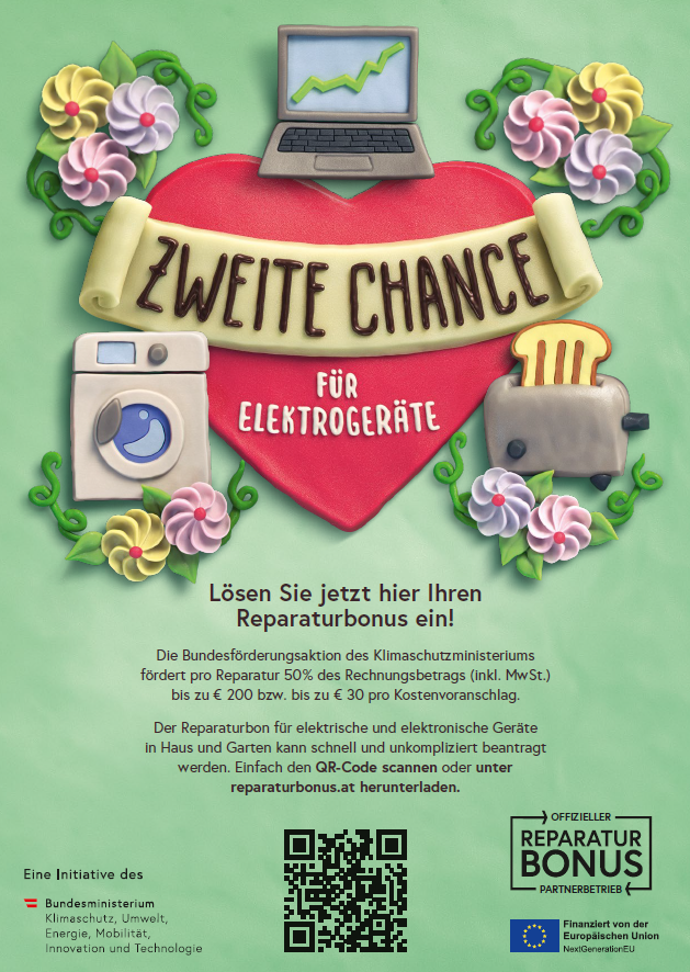 A poster that says zweite chance for elektrogeräte