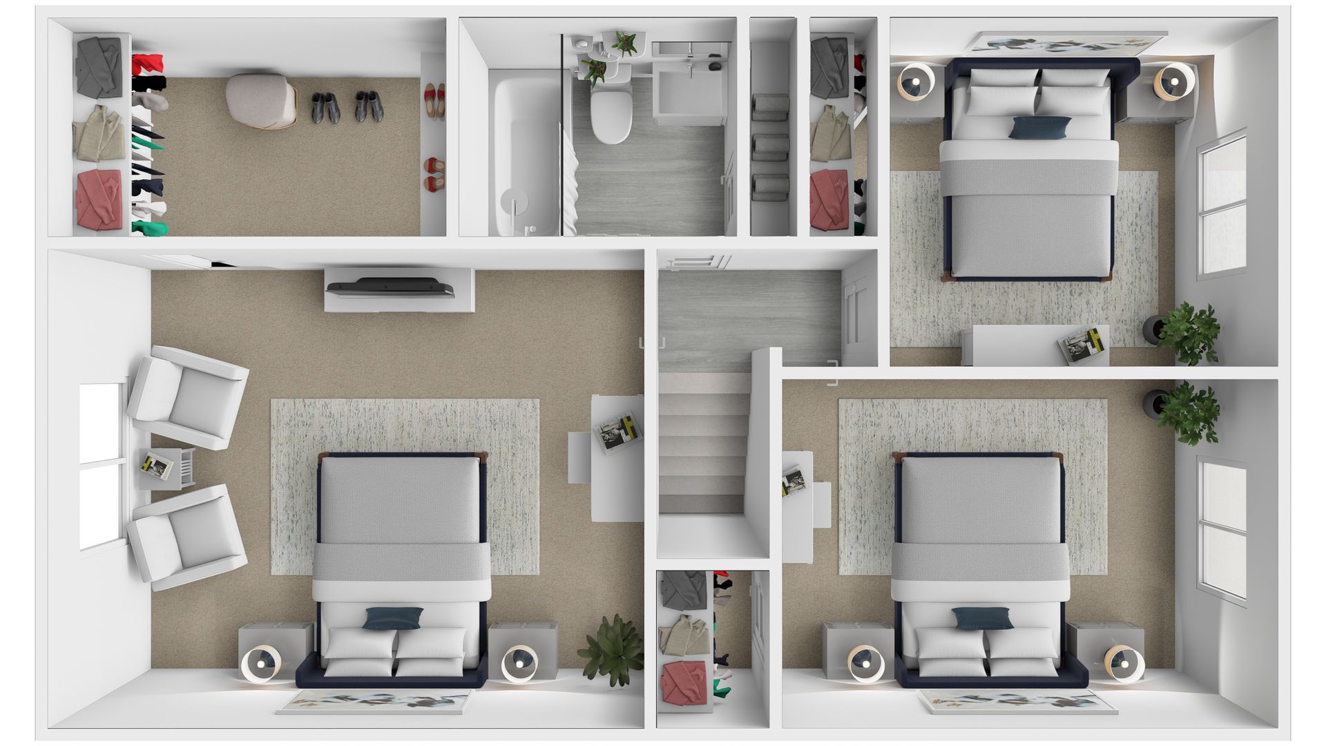 3 Bed 1.5 Bath 1608 Sqft (Second Floor)