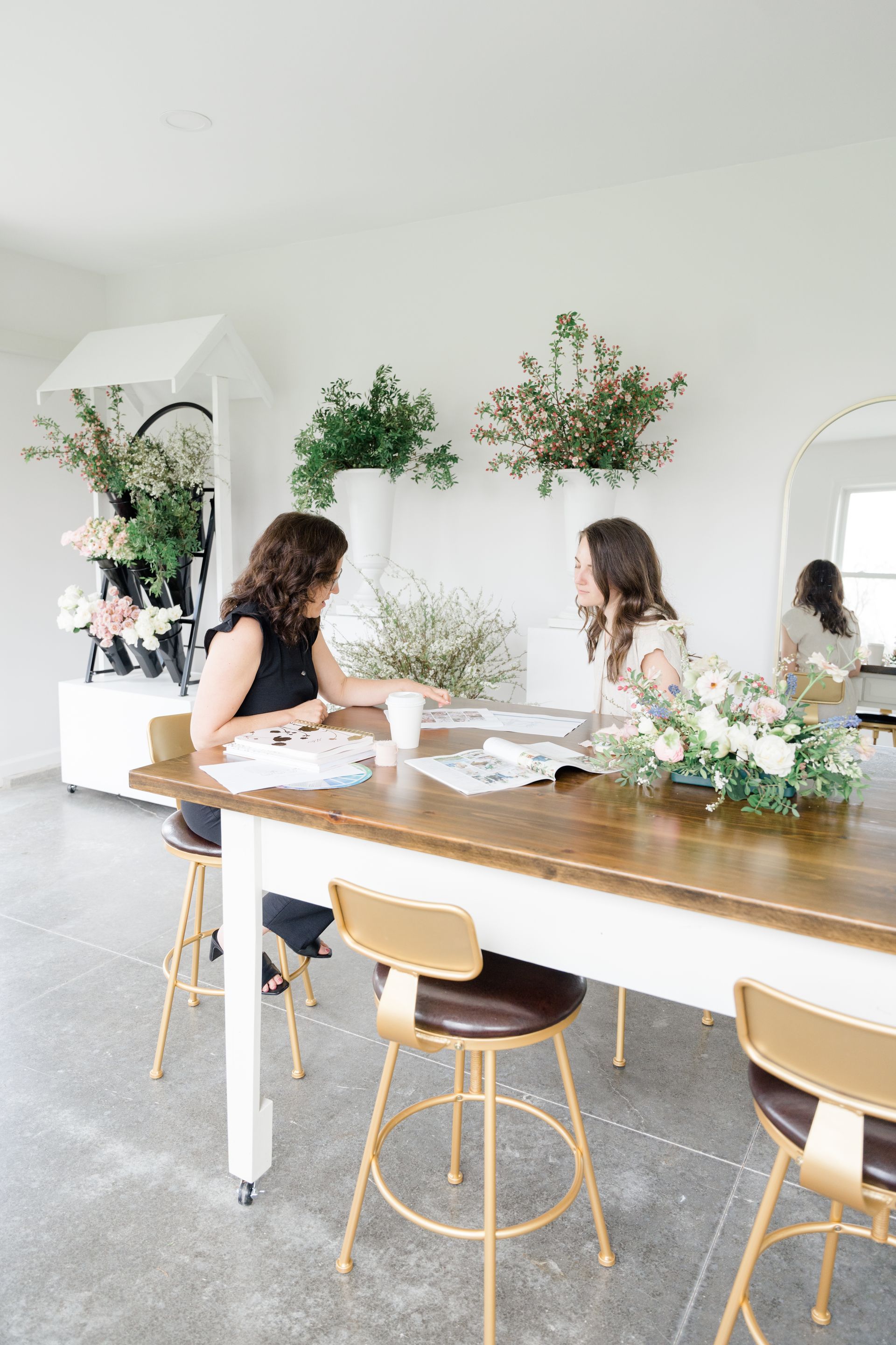 Wedding florist in Columbus Ohio having a floral consultation with a bride.