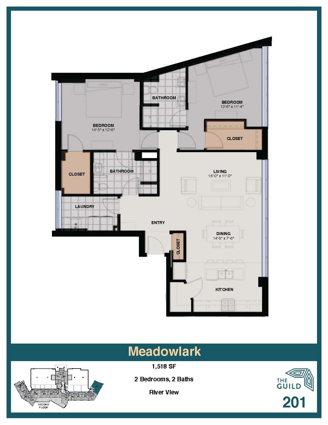 A floor plan of a apartment called wren 312