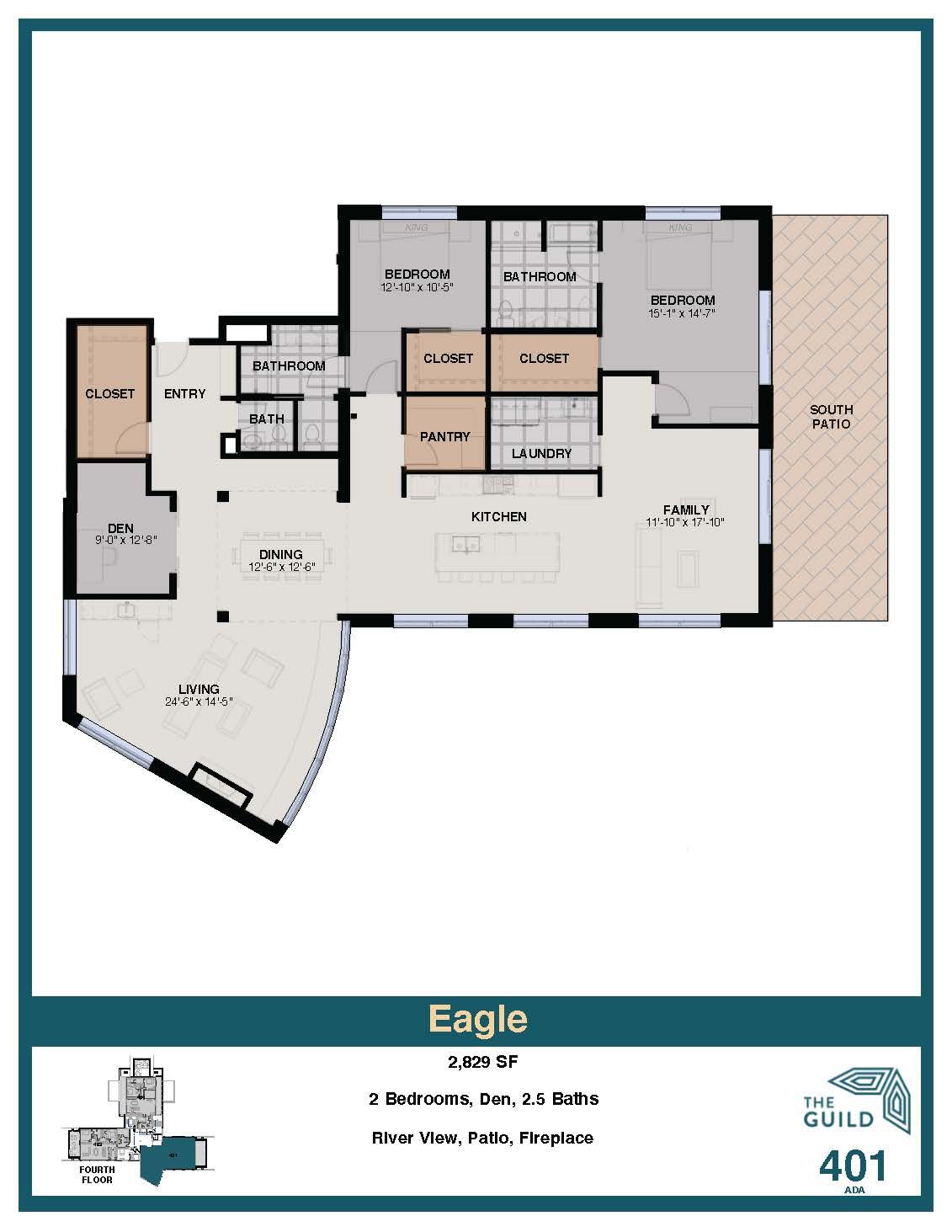 A floor plan of a apartment called wren 312