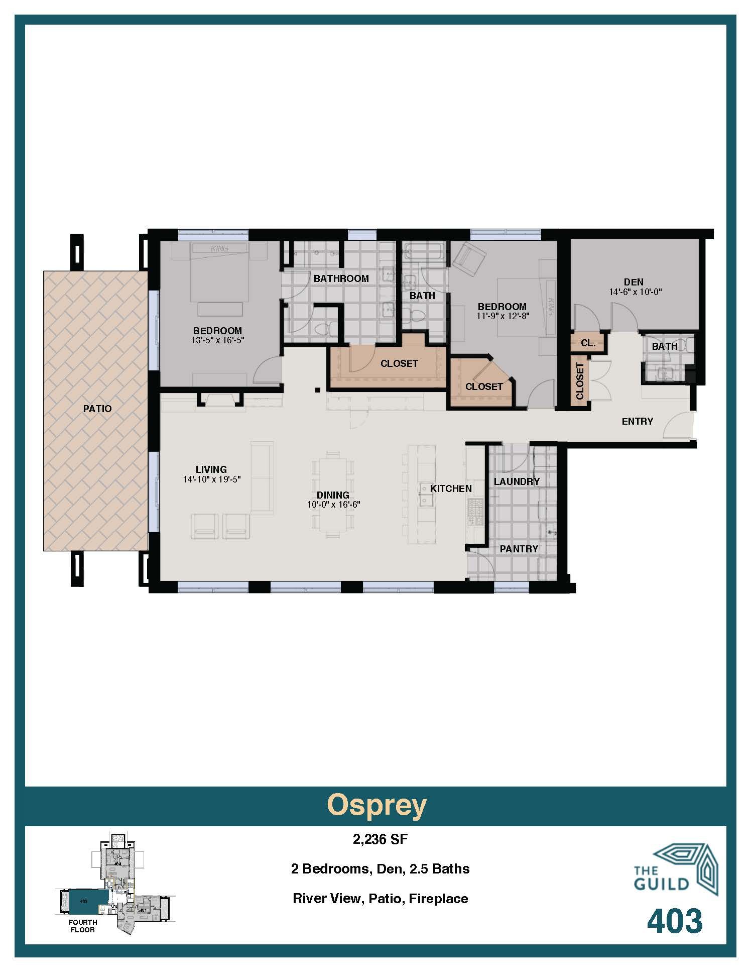 A floor plan of a apartment called wren 312