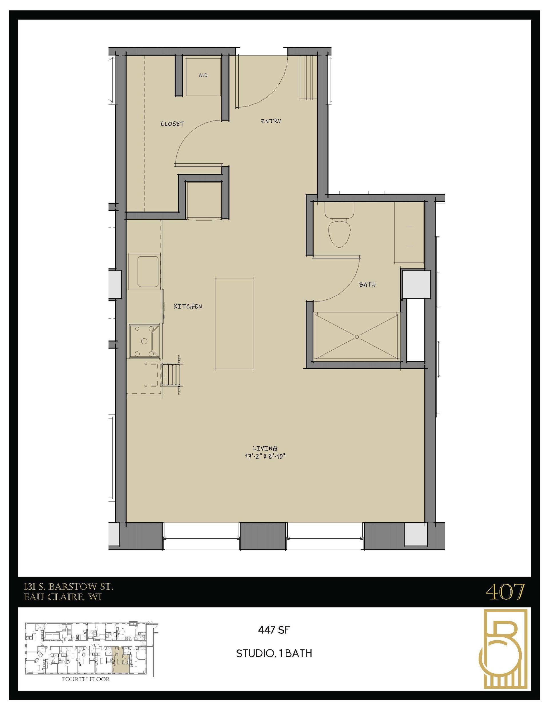 A floor plan of a house with the number 107 on it
