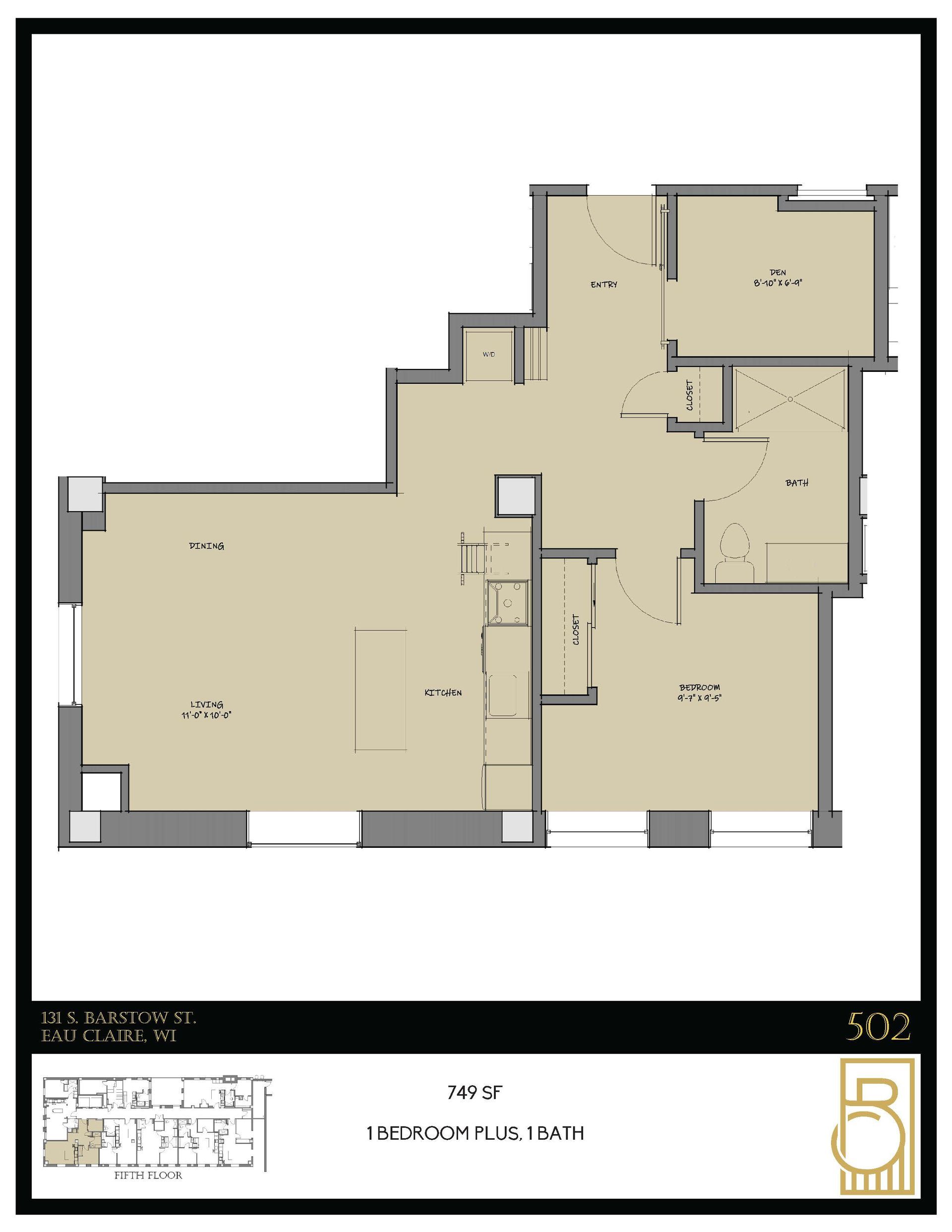 A floor plan of a house with the number 5 on it