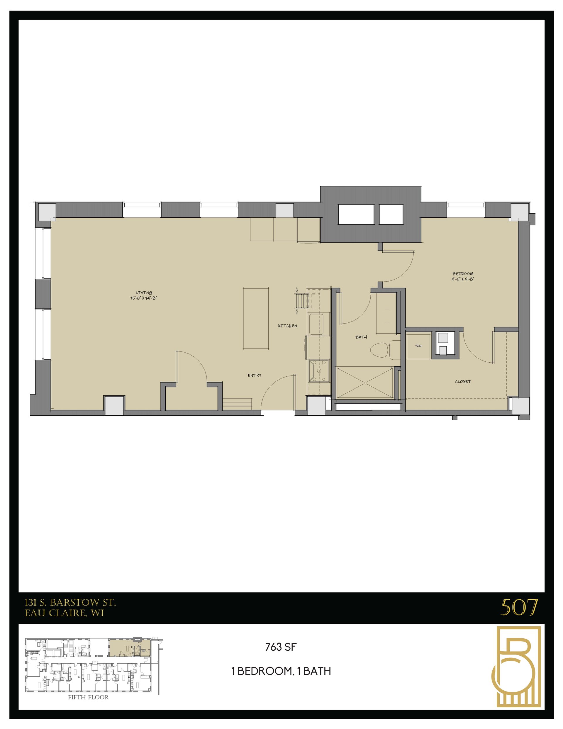 A floor plan of a building with the number 5 on it