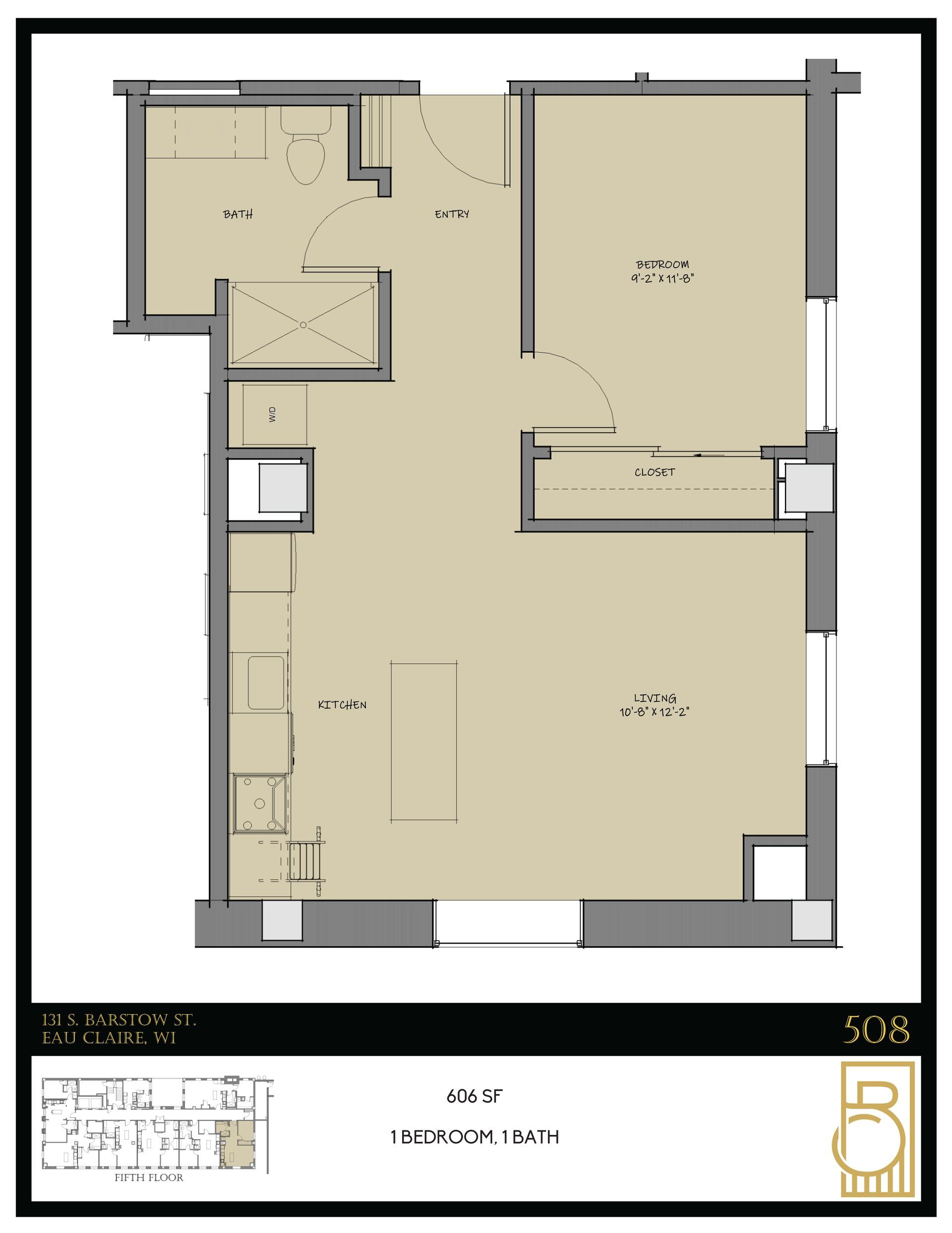 A floor plan with the number 5 on it