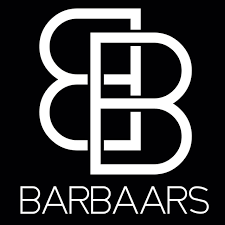 Het logo voor barbaars is wit op een zwarte achtergrond.