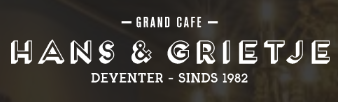 A logo for grand cafe hans & grietje deventer sinds 1982