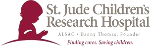 Logo of St. Jude Children's Research Hospital with child silhouette and text: