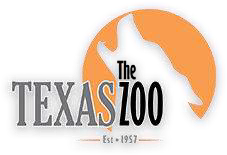 The Texas Zoo logo with text and an orange Texas silhouette.
