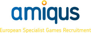 A logo for amiqus european specialist games recruitment
