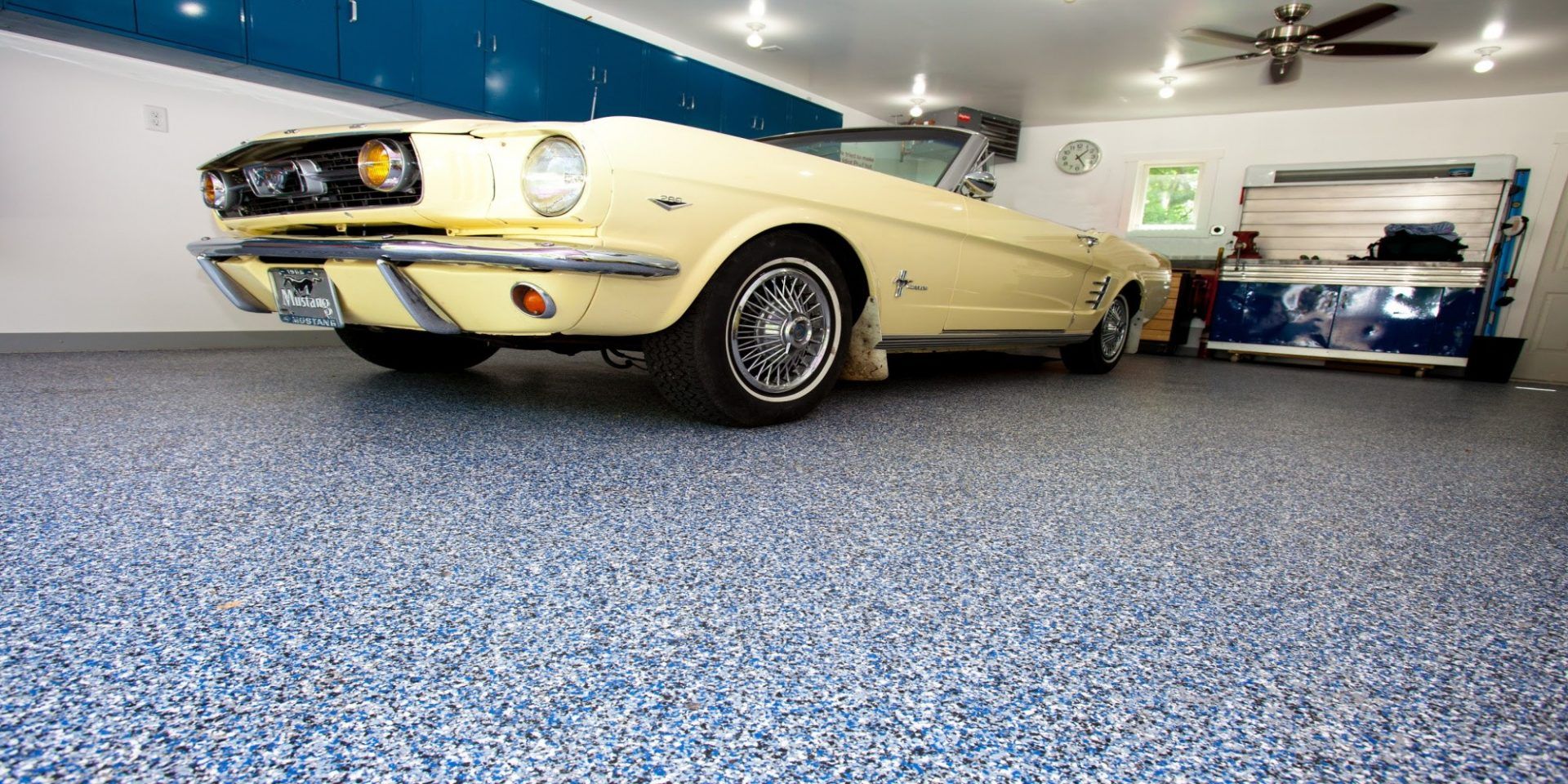 Garage with yellow car - Loogootee IN - Five Star Concrete Coatings