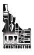 LBZ Construction logo with black-and-white stylized tools and building silhouette