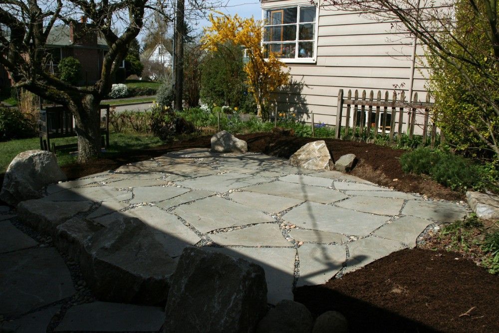 Construction of a stone deck in St. Louis, MO