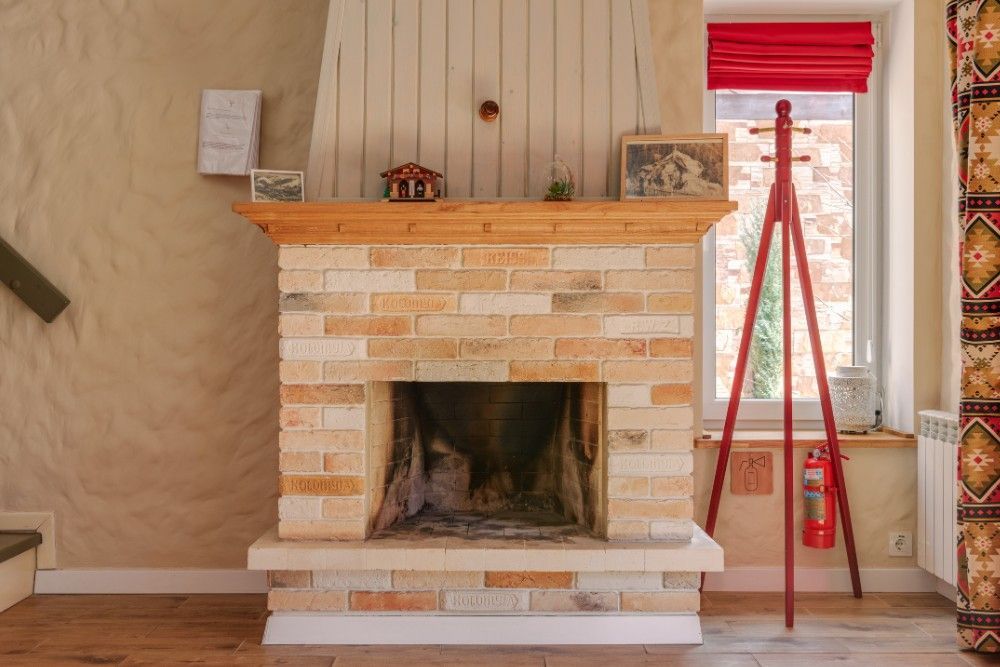 Indoor brick fireplace in St. Louis, MO