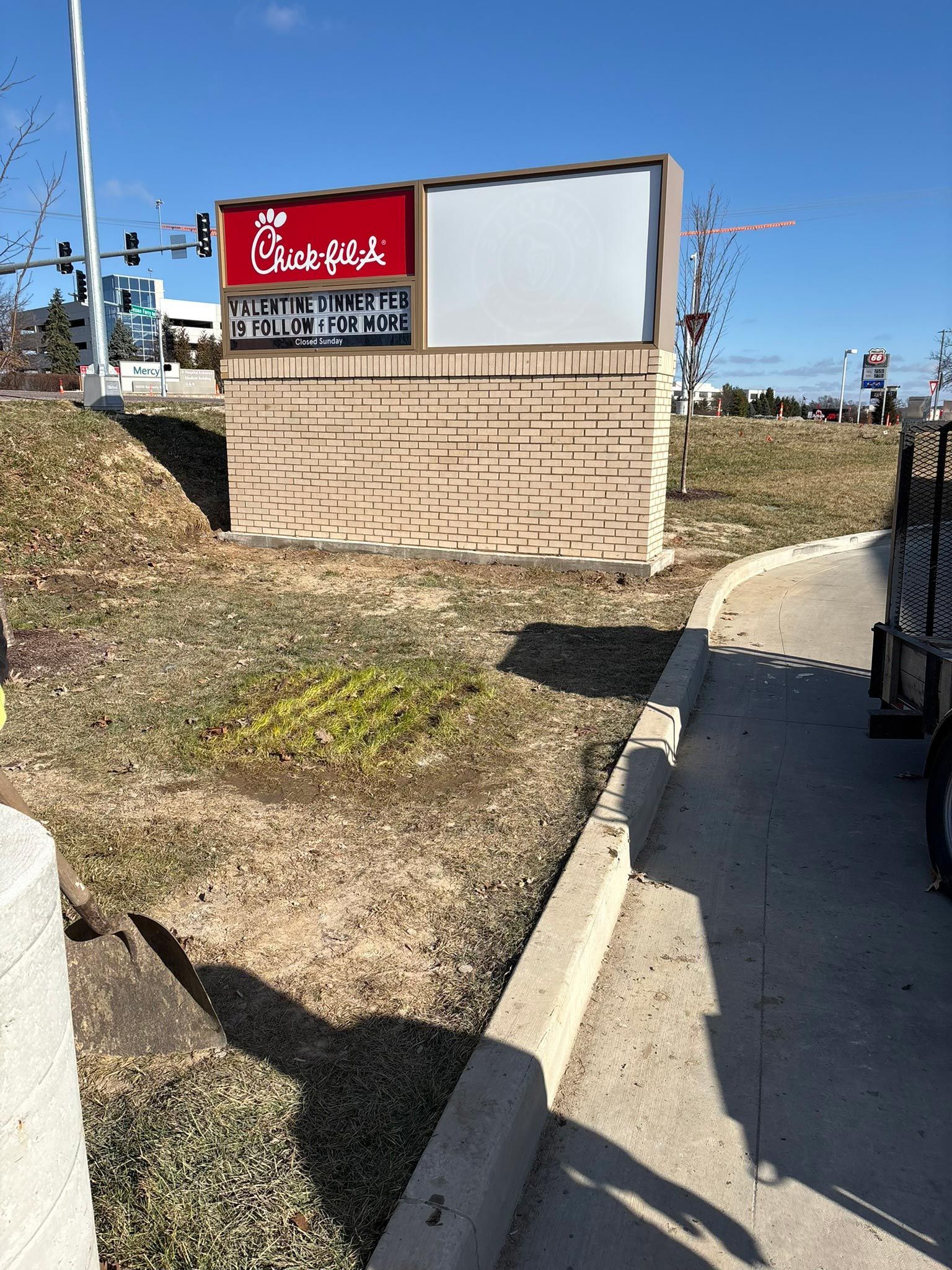 Masonry monument sign base Chick-fil-A St Louis