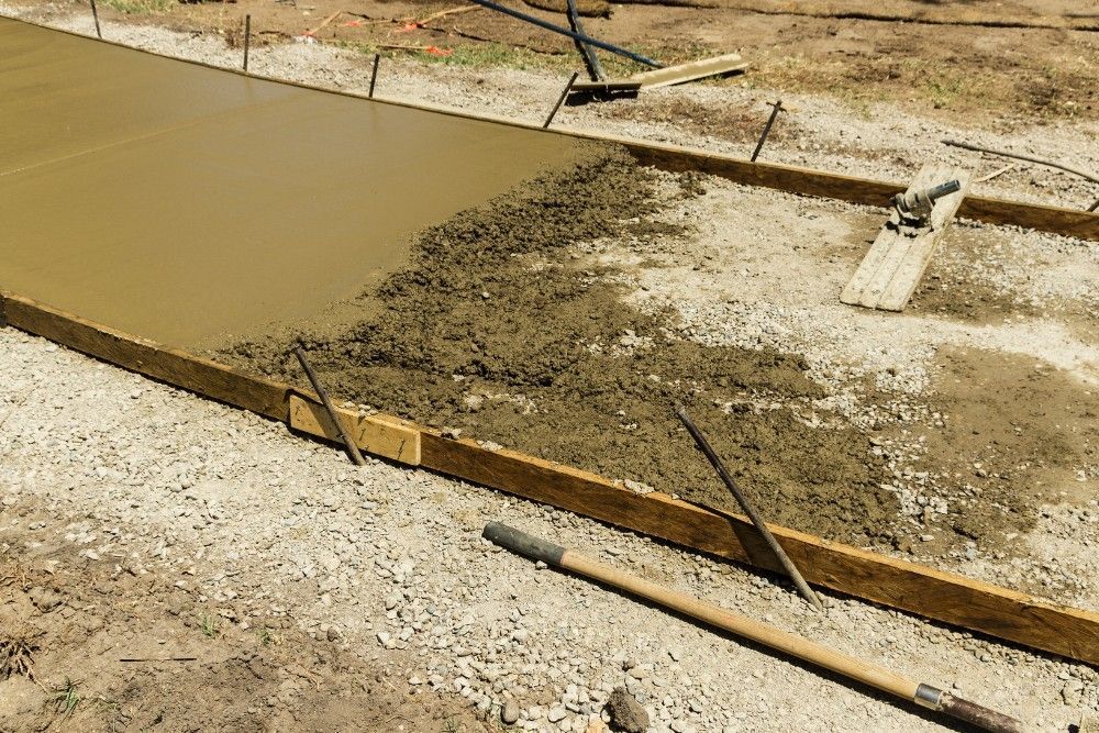 Ongoing construction of concrete walkway in St. Louis, MO