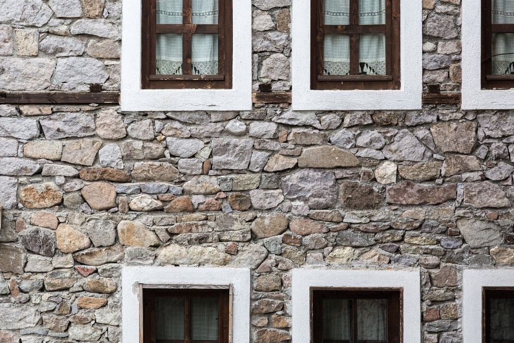 Stone veneer of a house