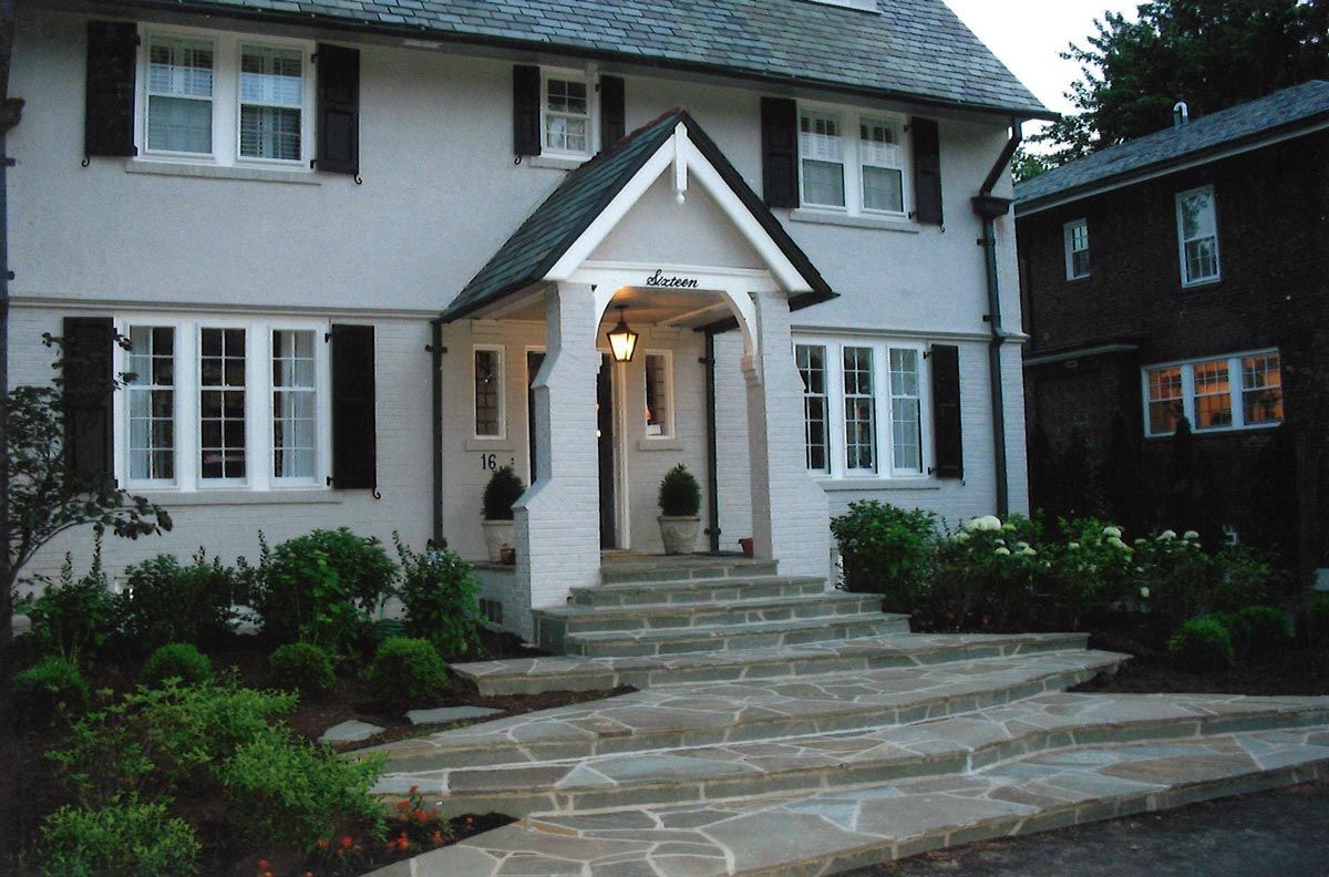 Stone wall and stairs in St. Louis, MO