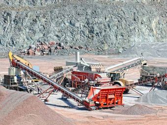 conveyor belts in open mine pit