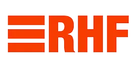 The erhf logo is red and white on a white background.