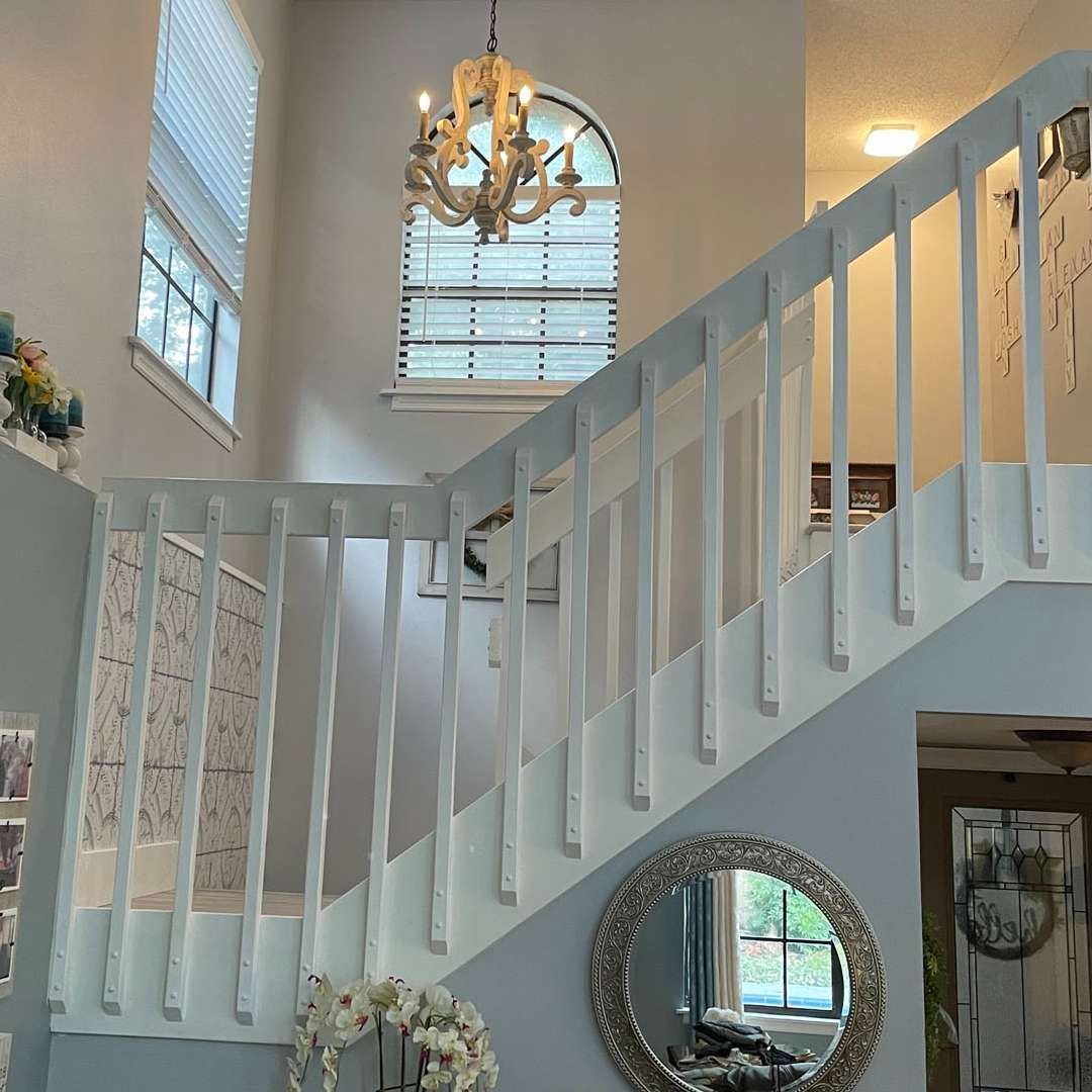 white painted staircase of a house