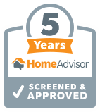 A logo for a home advisor that is screened and approved.