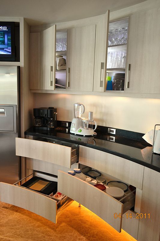 A Kitchen With Drawers Open And A Blender On The Counter — ModulPlus in Hervey Bay, QLD