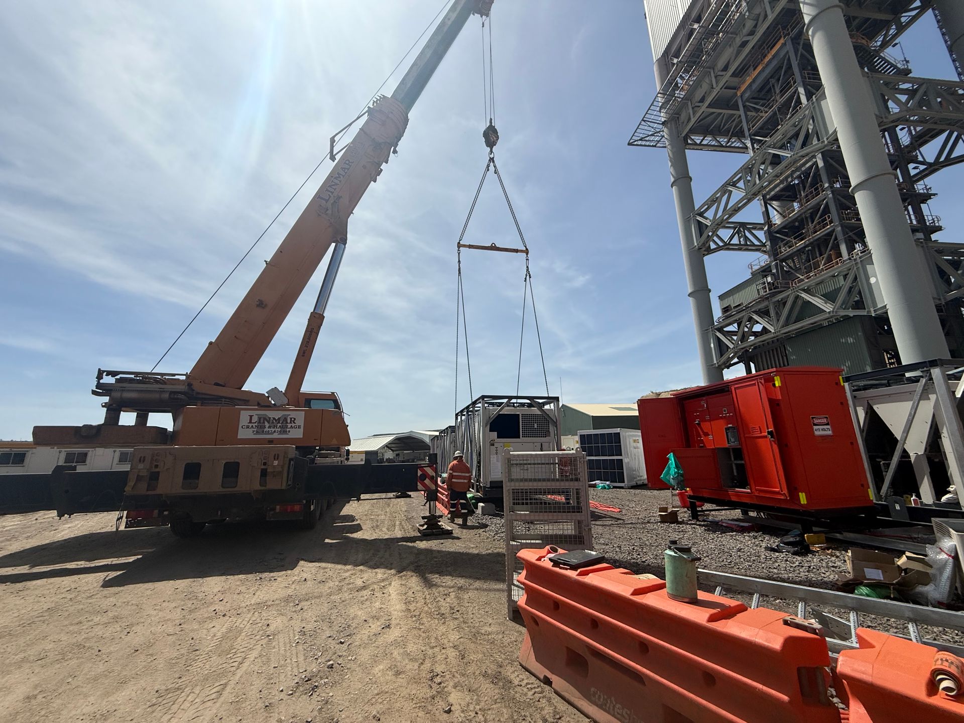 Crane Lifting Equipment at a Construction Site — Lincoln Fabrication in Miles End, QLD