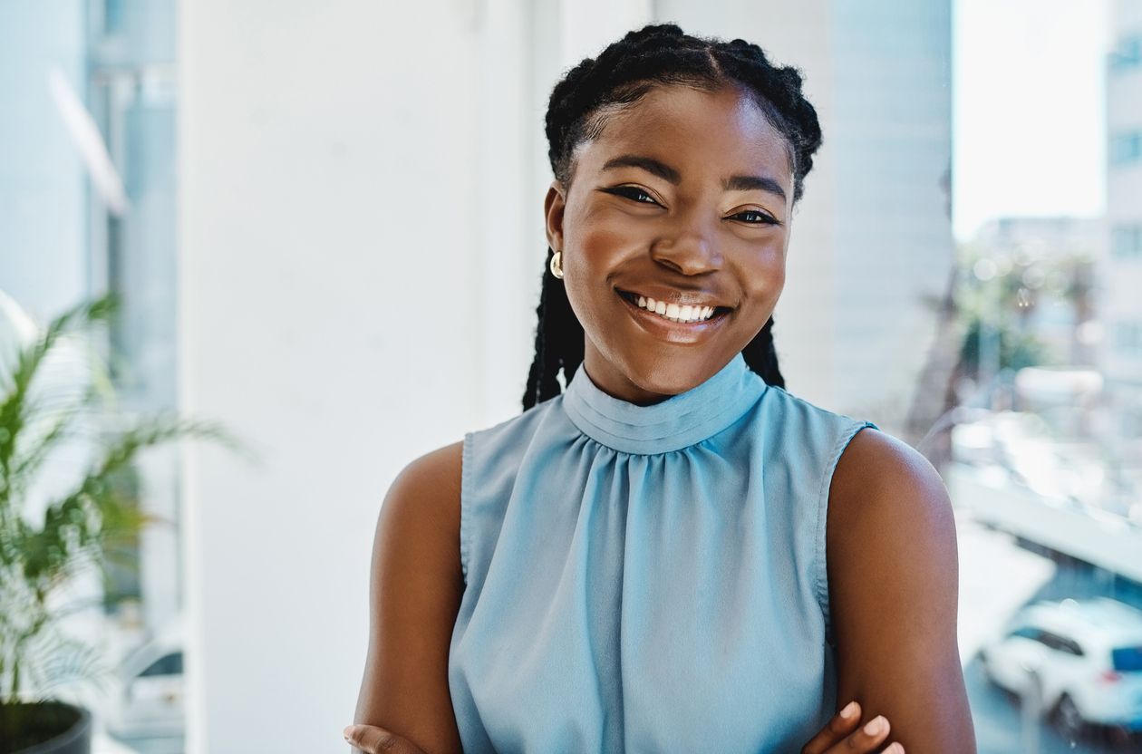 black woman smiling with confidence