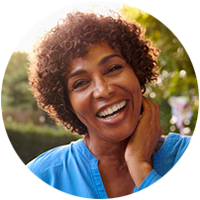 middle-age black woman smiling, testimonial 1