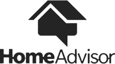 HomeAdvisor logo: house-shaped speech bubble icon above the company name.