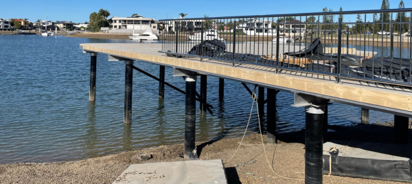 Popular Flynns Beach in Port Macquarie featuring a Wagners CFT Fibre Reinforced Polymer (FRP) boardwalk.