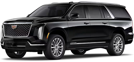 Black GMC Yukon SUV, front view, outdoors.