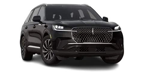 Black Cadillac sedan parked on a white background.