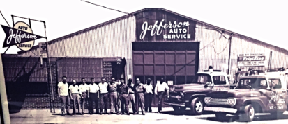 Old Photo of Jefferson Auto Service in Front of the Garage | Jefferson Auto Service