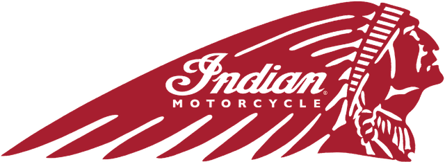 A red and white logo for indian motorcycles