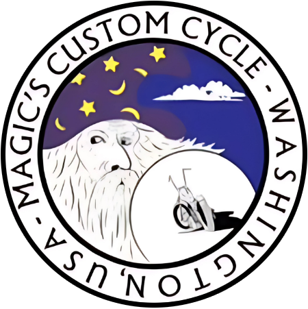 A logo for magic 's custom cycle washington usa