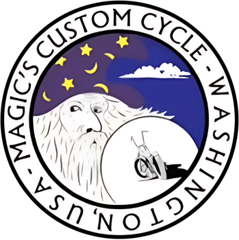 A logo for magic 's custom cycle washington usa