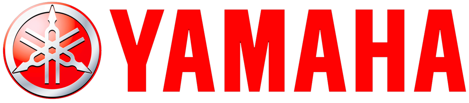 A red yamaha logo on a white background