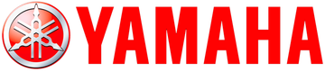 A red yamaha logo on a white background