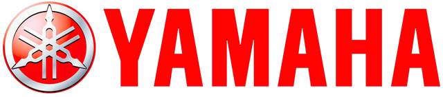 A red yamaha logo on a white background