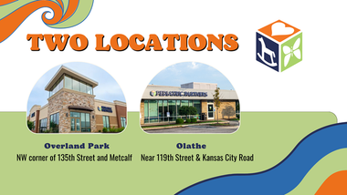 Two location flyer for Overland Park and Olathe buildings with addresses and pictures of the buildings.