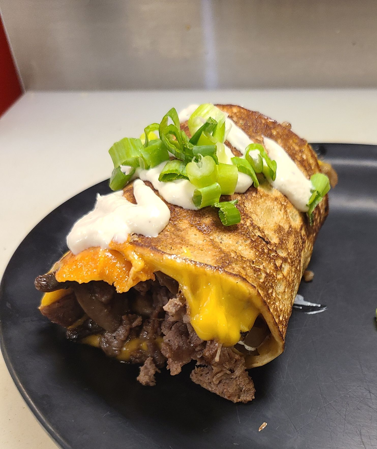 Steak Mushroom Cheese Boxty
