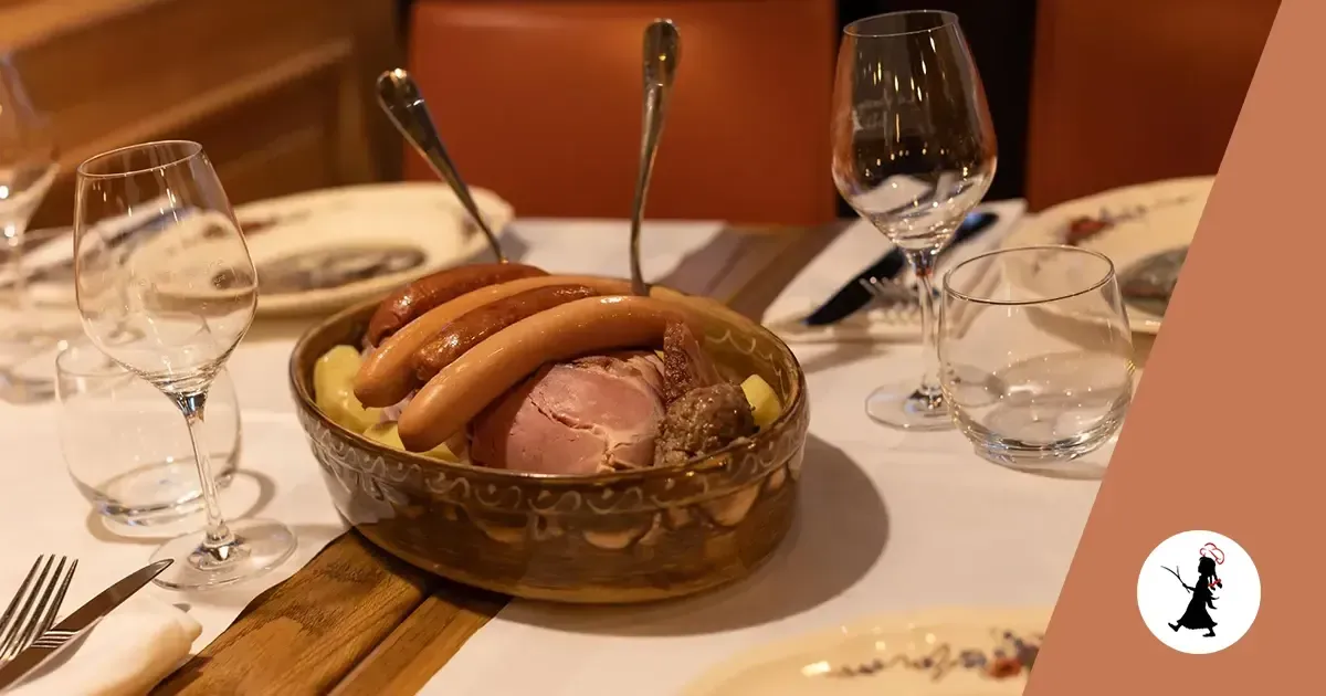 Un bol de nourriture est posé sur une table à côté de verres à vin.