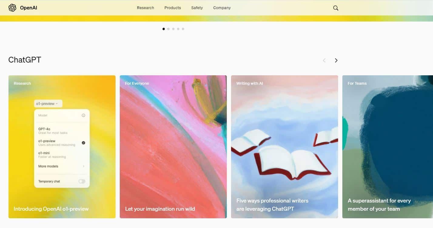 Website homepage with colorful content boxes. Filter menu is open, centered.