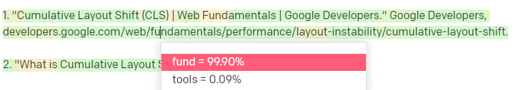 Search results: red bar shows